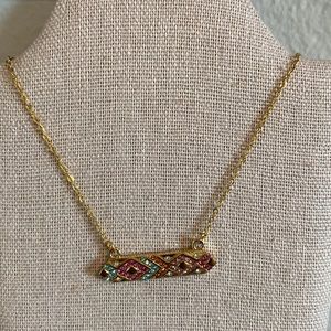Delicate Gold Bar with Stones Necklace - Ella